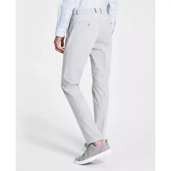 Kenneth Cole Reaction Men's Silver Gray Casual Slim-Fit Suit Pants Size 37W 32L